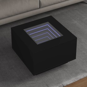 Mesa de centro con luz LED madera ingeniería negra 60x60x40 cm en Mesas de centro | Comprar online en Foru.es