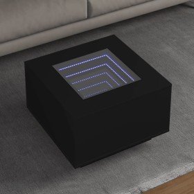 Mesa de centro con luz LED madera ingeniería negra 60x60x40 cm en Mesas de centro | Comprar online en Foru.es