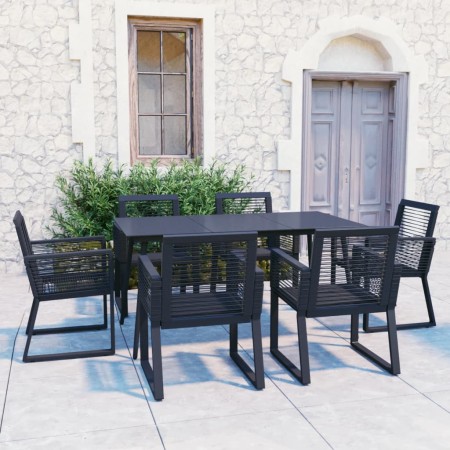 Juego de comedor para jardín 7 piezas ratán PVC negro de vidaXL, Conjuntos de jardín - Ref: Foro24-3060216, Precio: 648,94 €,...