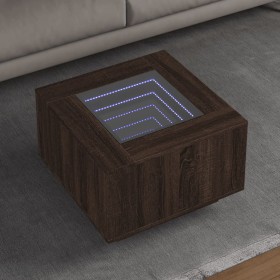 Mesa de centro y LED madera ingeniería marrón roble 60x60x40 cm en Mesas de centro | Comprar online en Foru.es