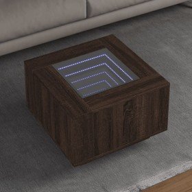 Mesa de centro y LED madera ingeniería marrón roble 60x60x40 cm en Mesas de centro | Comprar online en Foru.es