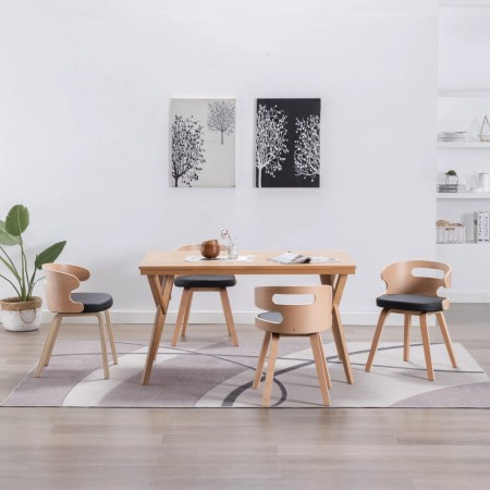 Sillas de comedor 4 uds madera curvada cuero sintético negro de vidaXL, Sillas de comedor - Ref: Foro24-278854, Precio: 413,7...