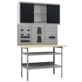 Banco de trabajo con tres paneles de pared y un armario de vidaXL, Mesas de trabajo - Ref: Foro24-3053431, Precio: 341,37 €, ...