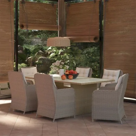 Juego de comedor para jardín 7 piezas ratán sintético marrón de vidaXL, Conjuntos de jardín - Ref: Foro24-3059467, Precio: 98...