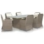 Juego de comedor para jardín 7 piezas ratán sintético marrón de vidaXL, Conjuntos de jardín - Ref: Foro24-3059467, Precio: 98...