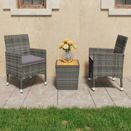 Muebles de jardín 3 pzas ratán sintético madera acacia gris de vidaXL, Conjuntos de jardín - Ref: Foro24-3058363, Precio: 180...