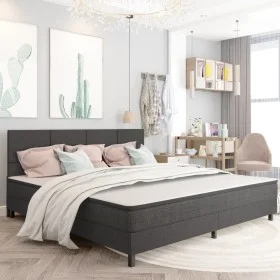 Box spring bed dark gray fabric 200x200 cm by vidaXL, Beds and slatted bases - Ref: Foro24-3054719, Price: 737,53 €, Discount: %