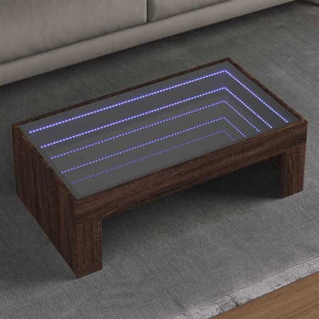 Mesa de centro con Infinity LED marrón roble 90x50x30 cm en Mesas de centro | Comprar online en Foru.es