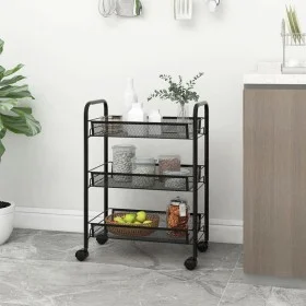 Carrito de cocina 3 niveles hierro negro 46x26x64 cm de vidaXL, Carros de cocina y comedor - Ref: Foro24-336322, Precio: 34,3...