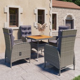 Muebles de jardín 5 piezas ratán sintético gris madera acacia de vidaXL, Conjuntos de jardín - Ref: Foro24-3058525, Precio: 5...