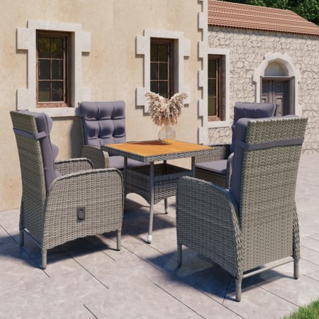 Muebles de jardín 5 piezas ratán sintético gris madera acacia de vidaXL, Conjuntos de jardín - Ref: Foro24-3058525, Precio: 5...