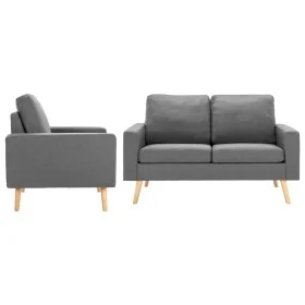 Conjunto de sofás de 2 piezas tela gris claro de vidaXL, Sofás - Ref: Foro24-3056614, Precio: 380,87 €, Descuento: %