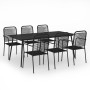 Set de comedor de jardín 7 pzas cuerda de algodón y acero negro de vidaXL, Conjuntos de jardín - Ref: Foro24-3058281, Precio:...