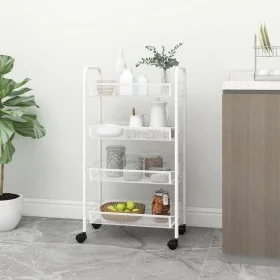 Küchenwagen 4 Ebenen, weißes Eisen, 46 x 26 x 85 cm von vidaXL, Küchen- und Speisewagen - Ref: Foro24-336326, Preis: 52,76 €,...
