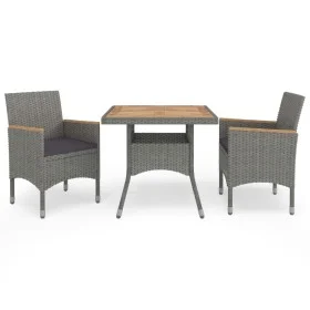 Muebles de jardín 3 piezas ratán sintético gris y acacia de vidaXL, Conjuntos de jardín - Ref: Foro24-3058317, Precio: 257,65...