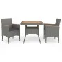 Muebles de jardín 3 piezas ratán sintético gris y acacia de vidaXL, Conjuntos de jardín - Ref: Foro24-3058317, Precio: 257,65...