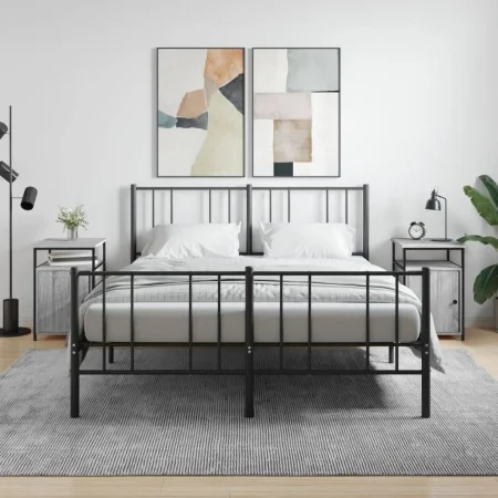 Mesitas de noche 2 uds madera contrachapada gris 40x42x60 cm de vidaXL, Mesitas de noche - Ref: Foro24-826040, Precio: 55,15 ...