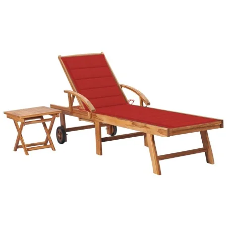 Liege mit Tisch und Kissen aus massivem Teakholz von vidaXL, Liegen - Ref: Foro24-3063027, Preis: 306,47 €, Rabatt: %