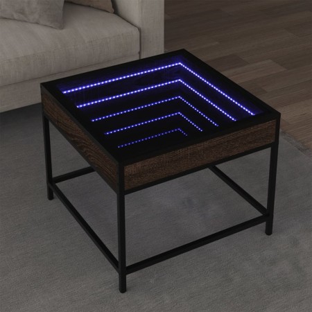 Mesa de centro con Infinity LED marrón roble 50x50x41 cm en Mesas de centro | Comprar online en Foru.es