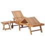 Tumbona con mesa y cojín madera maciza de teca de vidaXL, Tumbonas - Ref: Foro24-3063028, Precio: 304,38 €, Descuento: %