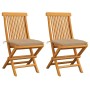 Sillas de jardín 2 unidades madera de teca con cojines beige de vidaXL, Sillas de jardín - Ref: Foro24-3062478, Precio: 142,6...