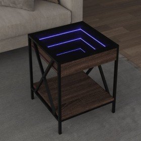 Mesa de centro con Infinity LED marrón roble 40x40x49 cm en Mesas de centro | Comprar online en Foru.es