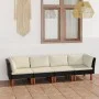 Sofá de jardín 4 plazas con cojines ratán sintético negro de vidaXL, Conjuntos de jardín - Ref: Foro24-3059730, Precio: 293,4...