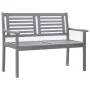 Banco de jardín 2 plazas madera eucalipto gris y cojín 120 cm de vidaXL, Bancos de jardín - Ref: Foro24-3061029, Precio: 180,...