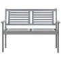 Banco de jardín 2 plazas madera eucalipto gris y cojín 120 cm de vidaXL, Bancos de jardín - Ref: Foro24-3061029, Precio: 180,...