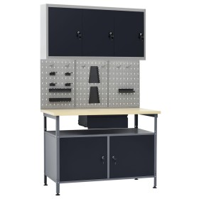 Banco de trabajo con tres paneles de pared y un armario de vidaXL, Mesas de trabajo - Ref: Foro24-3053437, Precio: 374,00 €, ...