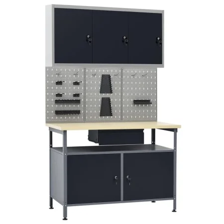 Workbench with three wall panels and a cabinet by vidaXL, Work tables - Ref: Foro24-3053437, Price: 372,92 €, Discount: %