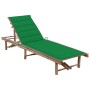 Tumbona de jardín con cojín bambú de vidaXL, Tumbonas - Ref: Foro24-3061637, Precio: 194,13 €, Descuento: %