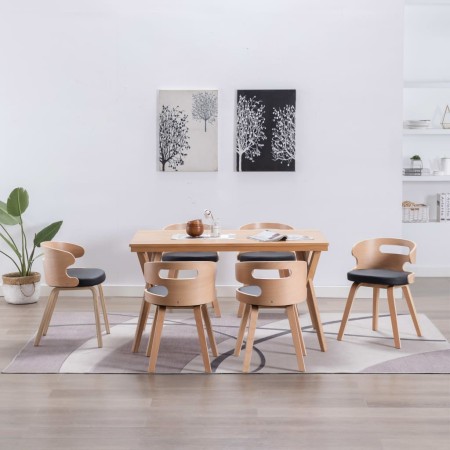 Sillas de comedor 6 uds madera curvada cuero sintético negro de vidaXL, Sillas de comedor - Ref: Foro24-278855, Precio: 618,6...