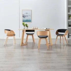 Sillas de comedor 4 uds madera curvada cuero sintético negro de vidaXL, Sillas de comedor - Ref: Foro24-278866, Precio: 538,4...