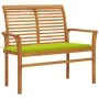Banco de jardín madera de teca con cojín verde brillante 112 cm de vidaXL, Bancos de jardín - Ref: Foro24-3062660, Precio: 15...