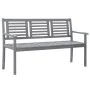 Banco de jardín 3 plazas madera eucalipto gris y cojín 150 cm de vidaXL, Bancos de jardín - Ref: Foro24-3061066, Precio: 217,...