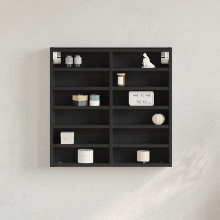 Vitrina de madera de ingeniería negra 60x8,5x58 cm en Estanterías | Comprar online en Foru.es