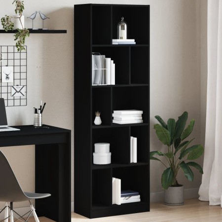 Estantería madera de ingeniería negro 57x28,5x174 cm en Librerías y estanterías | Comprar online en Foru.es
