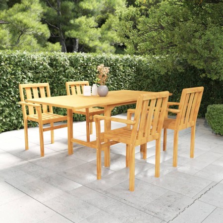 Conjunto de comedor de jardín 5 piezas madera maciza de teca de vidaXL, Conjuntos de jardín - Ref: Foro24-3059599, Precio: 65...