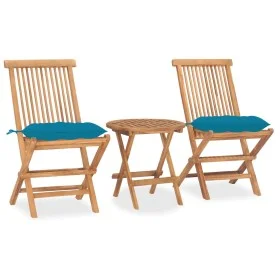 Folding garden dining set 3 pieces teak wood cushions by vidaXL, Garden sets - Ref: Foro24-3063190, Price: 173,48 €, Discount: %