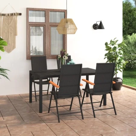Juego de comedor para jardín 5 piezas negro y marrón de vidaXL, Conjuntos de jardín - Ref: Foro24-3060084, Precio: 453,70 €, ...