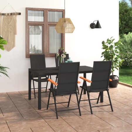 Juego de comedor para jardín 5 piezas negro y marrón de vidaXL, Conjuntos de jardín - Ref: Foro24-3060084, Precio: 469,24 €, ...