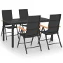 Juego de comedor para jardín 5 piezas negro y marrón de vidaXL, Conjuntos de jardín - Ref: Foro24-3060084, Precio: 453,70 €, ...
