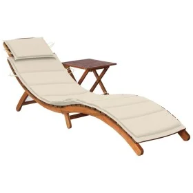 Garden lounger with table and cushion in solid acacia wood by vidaXL, Loungers - Ref: Foro24-3061589, Price: 191,14 €, Discou...