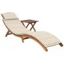 Garden lounger with table and cushion in solid acacia wood by vidaXL, Loungers - Ref: Foro24-3061589, Price: 191,14 €, Discou...