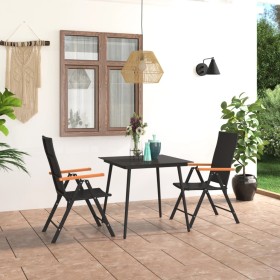 Juego de comedor para jardín 3 piezas negro y marrón de vidaXL, Conjuntos de jardín - Ref: Foro24-3060088, Precio: 244,77 €, ...