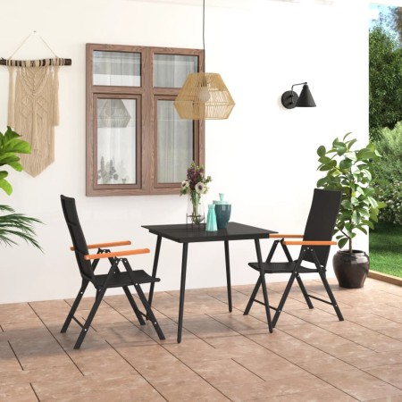 Juego de comedor para jardín 3 piezas negro y marrón de vidaXL, Conjuntos de jardín - Ref: Foro24-3060088, Precio: 244,77 €, ...