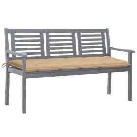 Banco de jardín 3 plazas madera eucalipto gris y cojín 150 cm de vidaXL, Bancos de jardín - Ref: Foro24-3061068, Precio: 226,...