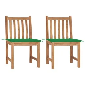 Sillas de jardín 2 unidades madera maciza de teca con cojines de vidaXL, Sillas de jardín - Ref: Foro24-3062921, Precio: 221,...