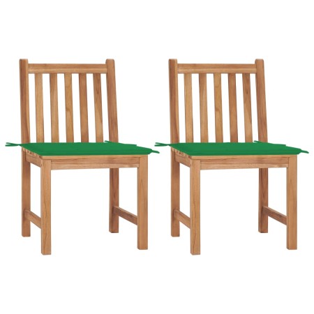 Sillas de jardín 2 unidades madera maciza de teca con cojines de vidaXL, Sillas de jardín - Ref: Foro24-3062921, Precio: 234,...